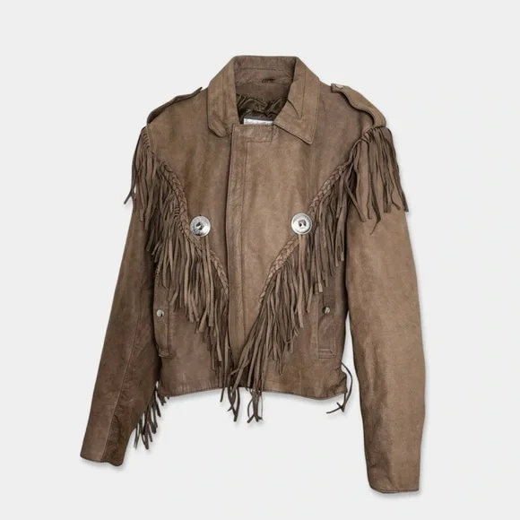 Vintage WILSONS Leather Fringe Jacket Open Road M Brown GUC - Picture 2 of 5
